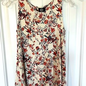 Floral Sleeveless Top - Cream and Red